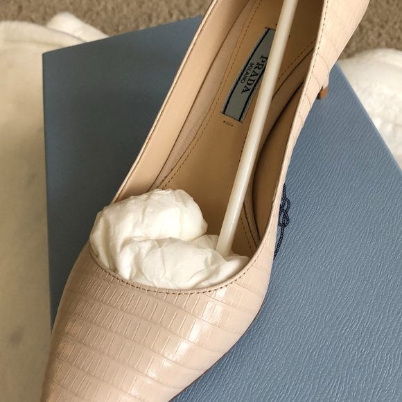 Prada Croc Embossed Pointed Toe Pump (Women)- Pink - Picture 3 of 4